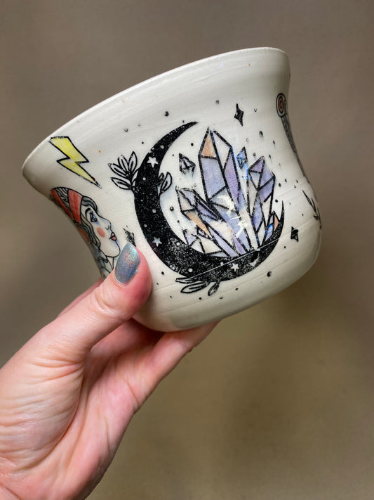 White Clay Tattoo Planter Pot